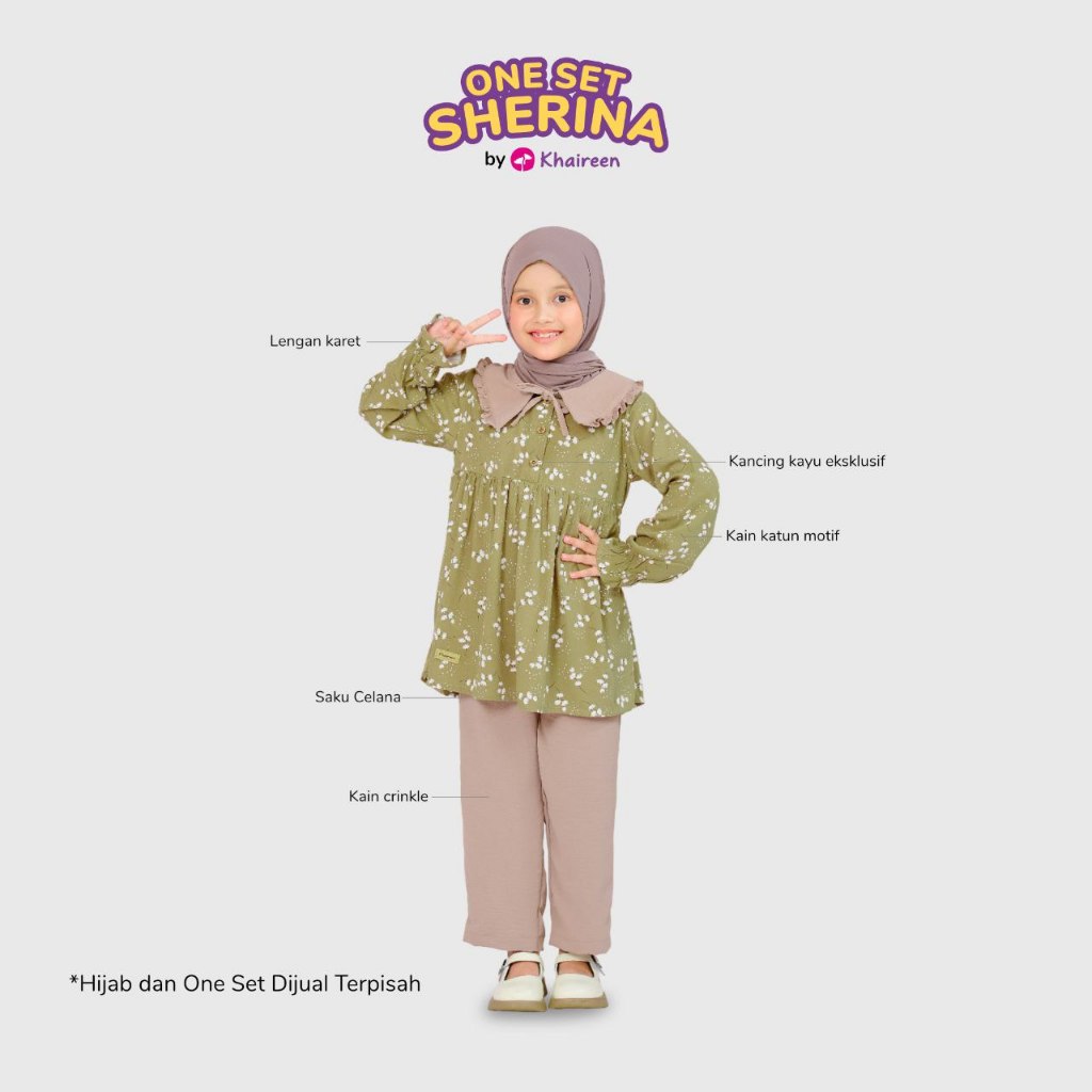 KHAIREEN One Set Sherina (1-10 thn) Oneset Anak Oneset Anak Rayon Motif Oneset Bayi Balita