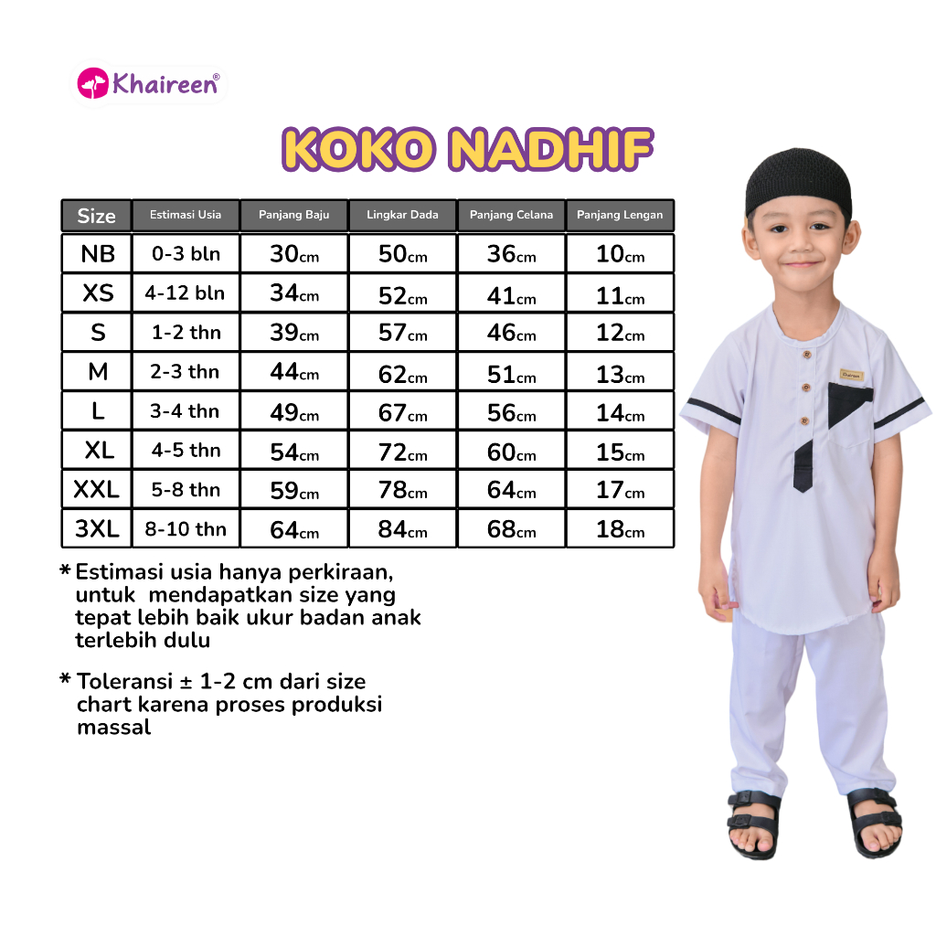 KHAIREEN Koko Set Nadhif (0-10 Tahun) Koko Anak Koko Anak Laki-laki Koko Anak Katun