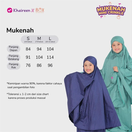 Image of KHAIREEN Mukena Mini Crinkle (4-12 Tahun) Mukena Anak Mukena Travelling Mukena Parasut