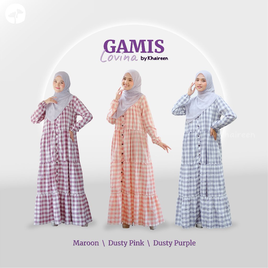 KHAIREEN Gamis Lovina Couple Mom and Kids Gamis Katun Couple Gamis Katun Motif Gamis Katun Mom Gamis Katun Anak
