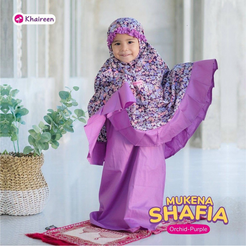 KHAIREEN Mukena Shafia (1-5 tahun) Mukena Anak Mukena Anak Katun Mukena Motif