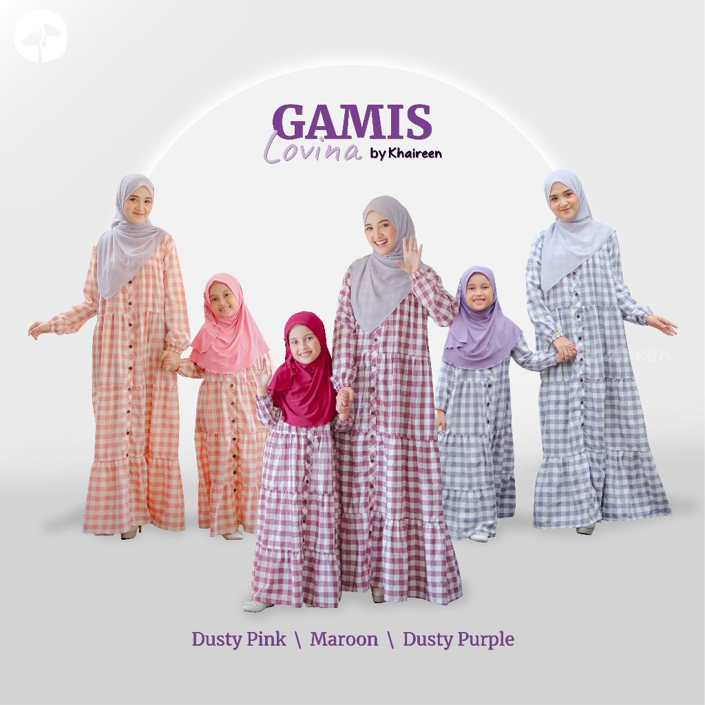 KHAIREEN Gamis Lovina Couple Mom and Kids Gamis Katun Couple Gamis Katun Motif Gamis Katun Mom Gamis Katun Anak