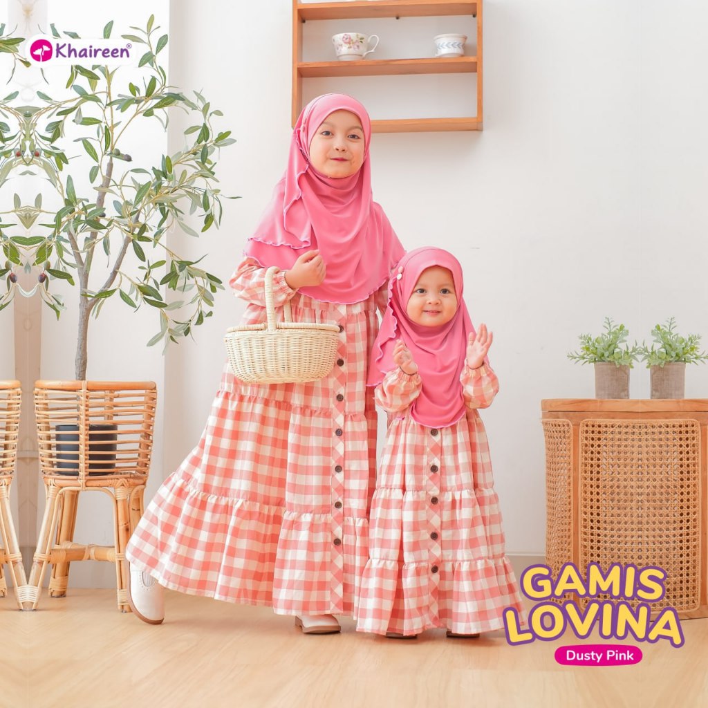 KHAIREEN Gamis Lovina Couple Mom and Kids Gamis Katun Couple Gamis Katun Motif Gamis Katun Mom Gamis Katun Anak