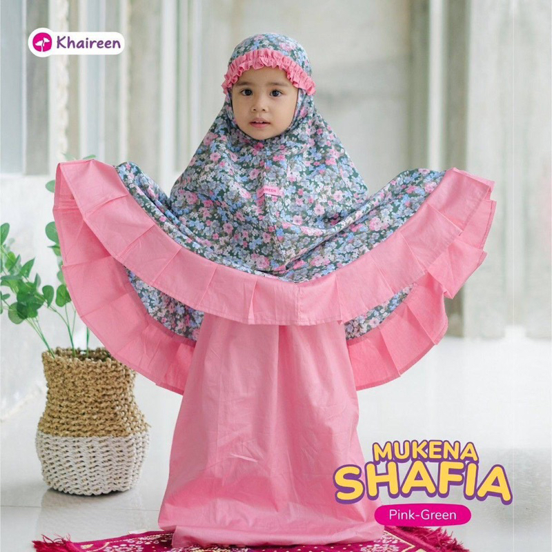 KHAIREEN Mukena Shafia (1-5 tahun) Mukena Anak Mukena Anak Katun Mukena Motif