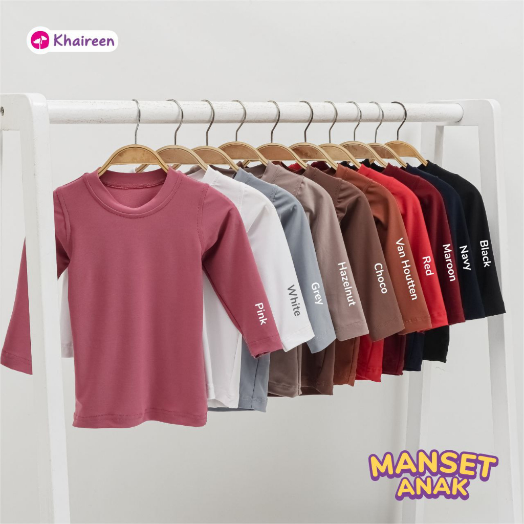 KHAIREEN Manset Anak (3-9 Tahun) Manset Anak Inner Lengan Panjang Jersey
