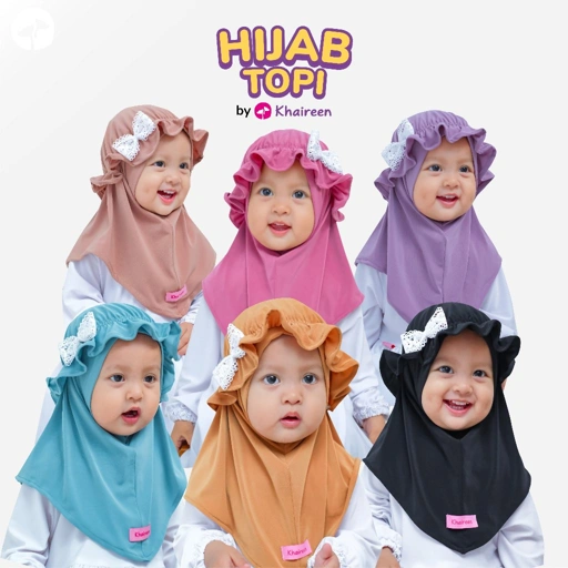 Image of KHAIREEN Hijab Topi (0-3 tahun) Hijab Anak Jilbab Topi Hijab Bayi Jilbab Bayi