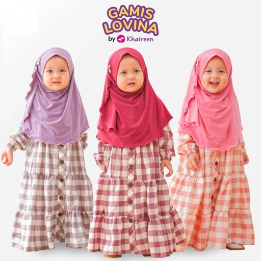 Image of KHAIREEN Gamis Lovina Couple Mom and Kids Gamis Katun Couple Gamis Katun Motif Gamis Katun Mom Gamis Katun Anak