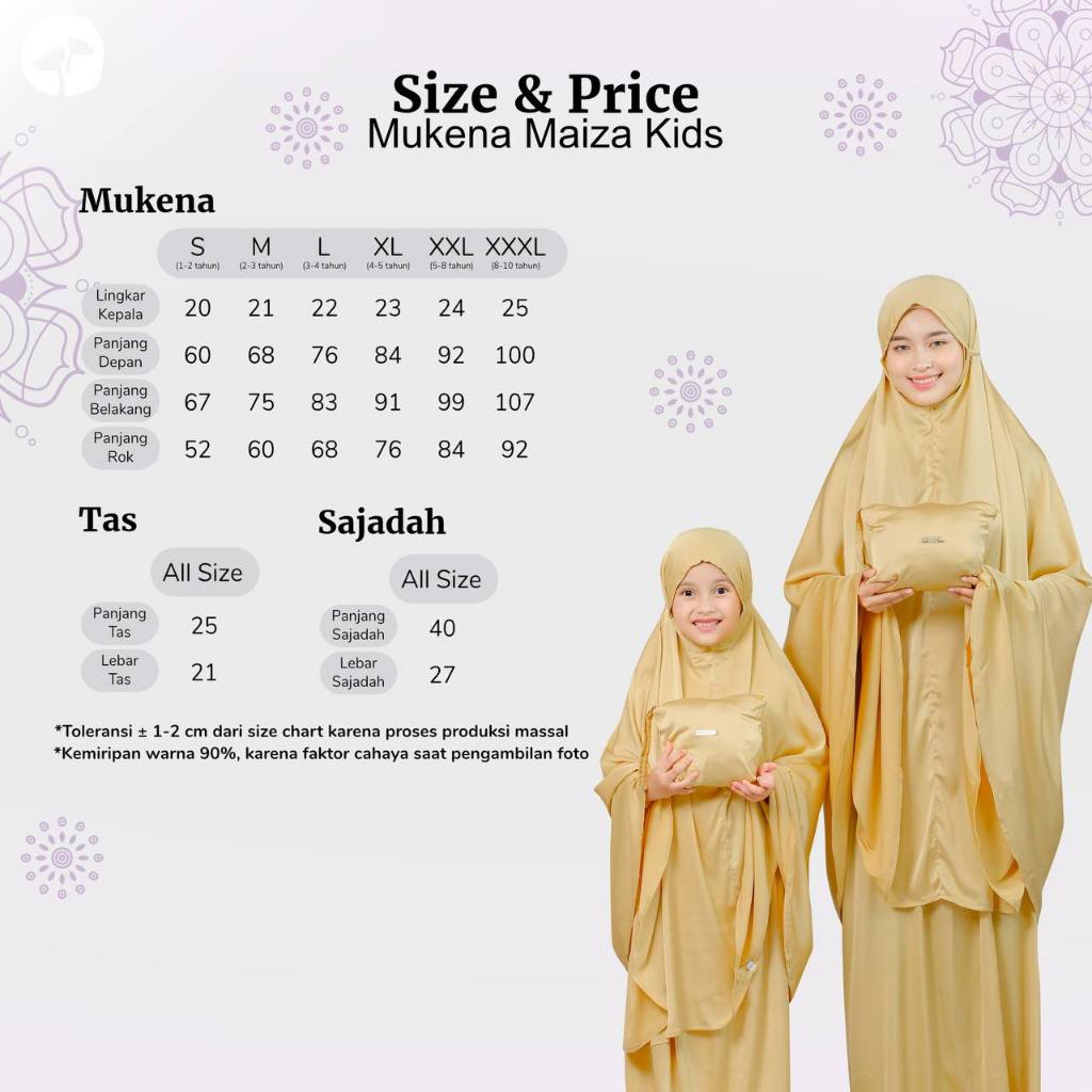 KHAIREEN Mukena Maiza Couple Kids Mom Mukena Lebaran Mukena Silk