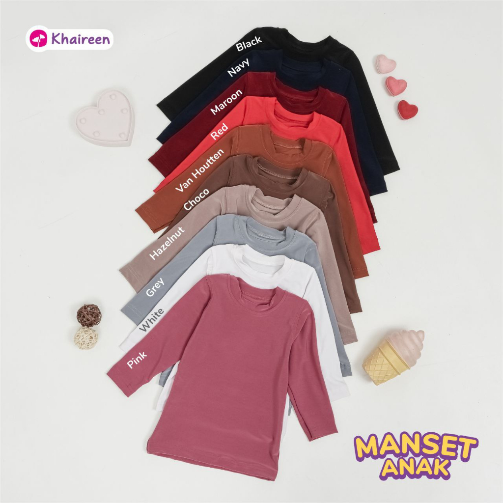 KHAIREEN Manset Anak (3-9 Tahun) Manset Anak Inner Lengan Panjang Jersey