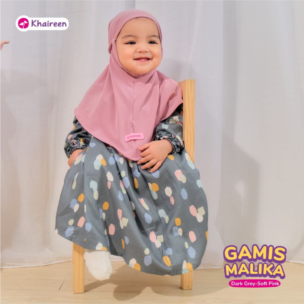 KHAIREEN Gamis Malika Kids (0-9 Tahun) Gamis Anak Set Hijab Gamis Anak Katun Gamis Anak Katun Motif 