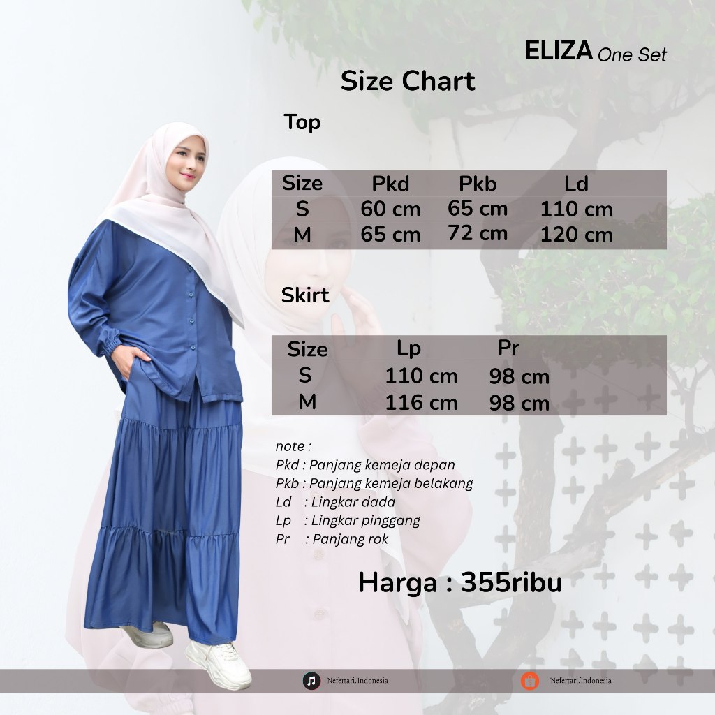 NEFERTARI One Set Eliza Gamis 2 in one Baju Setelan Rok Wanita Busui Friendly Lengan Karet Bahan Katun Rayon Twill Bahan Denim Premium Outfit Muslimah Modis Daily Wear Casual Elegan