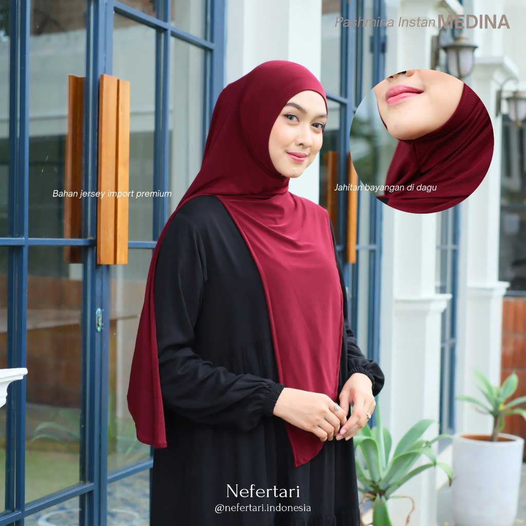 NEFERTARI Pashmina Instan Medina Pashiman Jersey Dewasa Pashmina Instan Dewasa Pashmina Syari