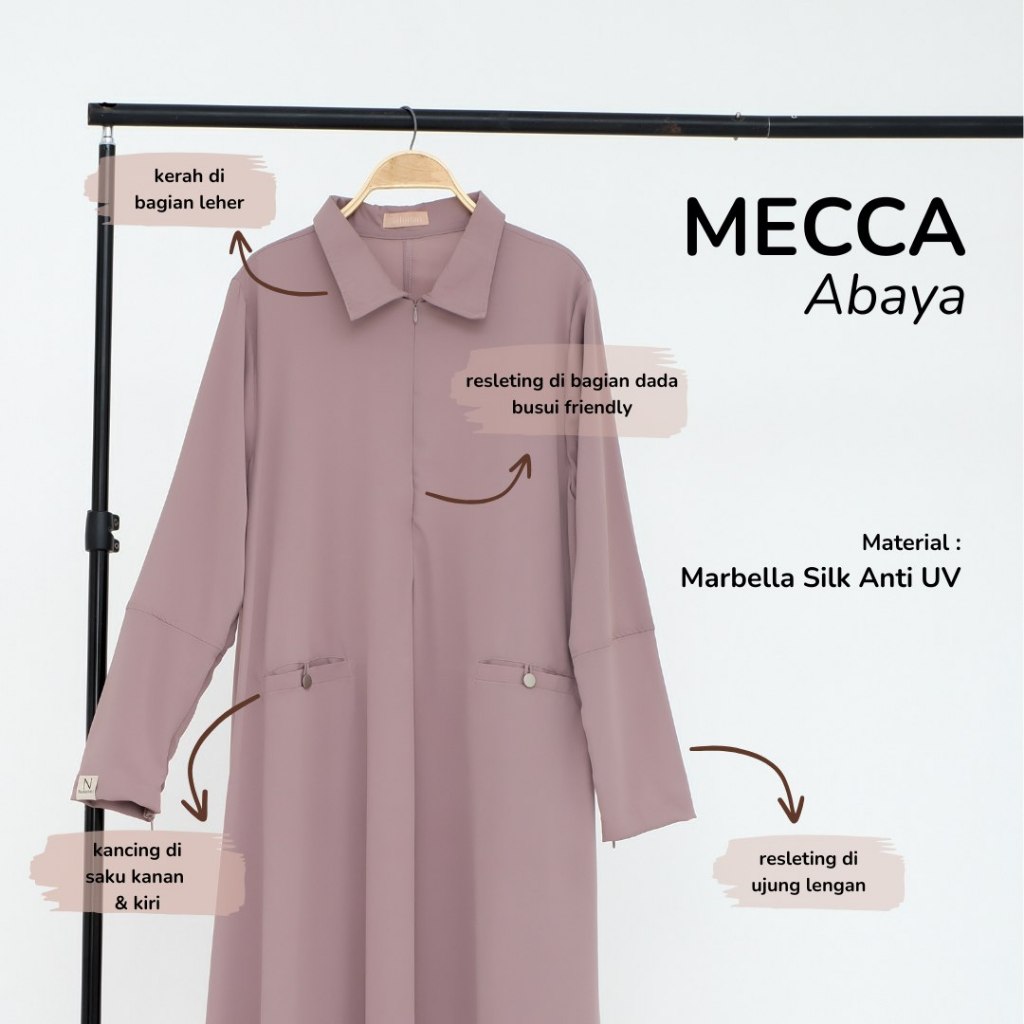 NEFERTARI Mecca Abaya Gamis Marbella Silk Anti UV Premium Dress Panjang Wanita Dewasa Remaja