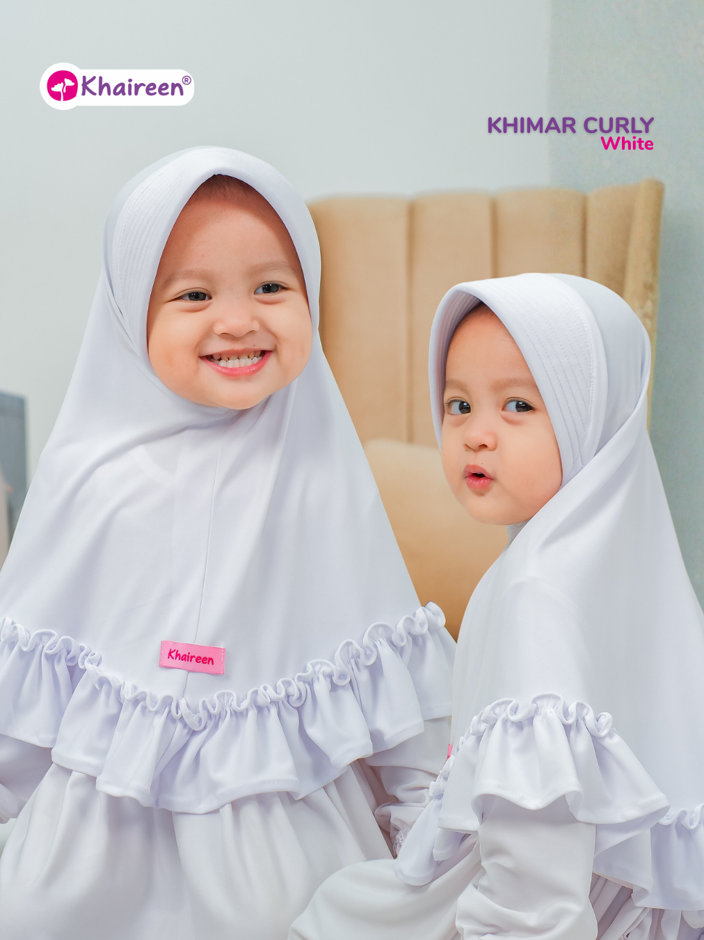 KHAIREEN Khimar Curly (0-10 Tahun) Hijab Anak Jilbab Balita Jilbab Anak Jersey Polos