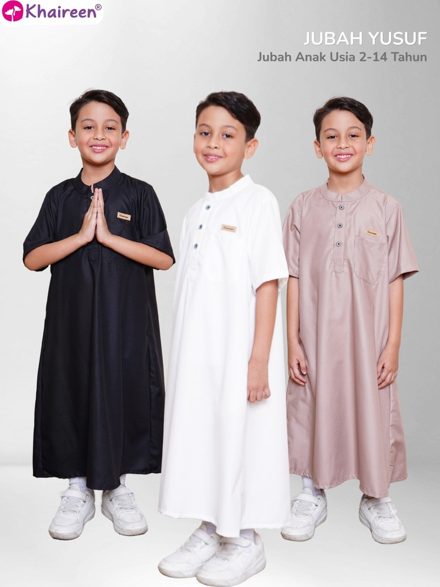 KHAIREEN Jubah Yusuf (2-14 tahun) Jubah Anak Laki-laki Busana Muslim Anak Katun