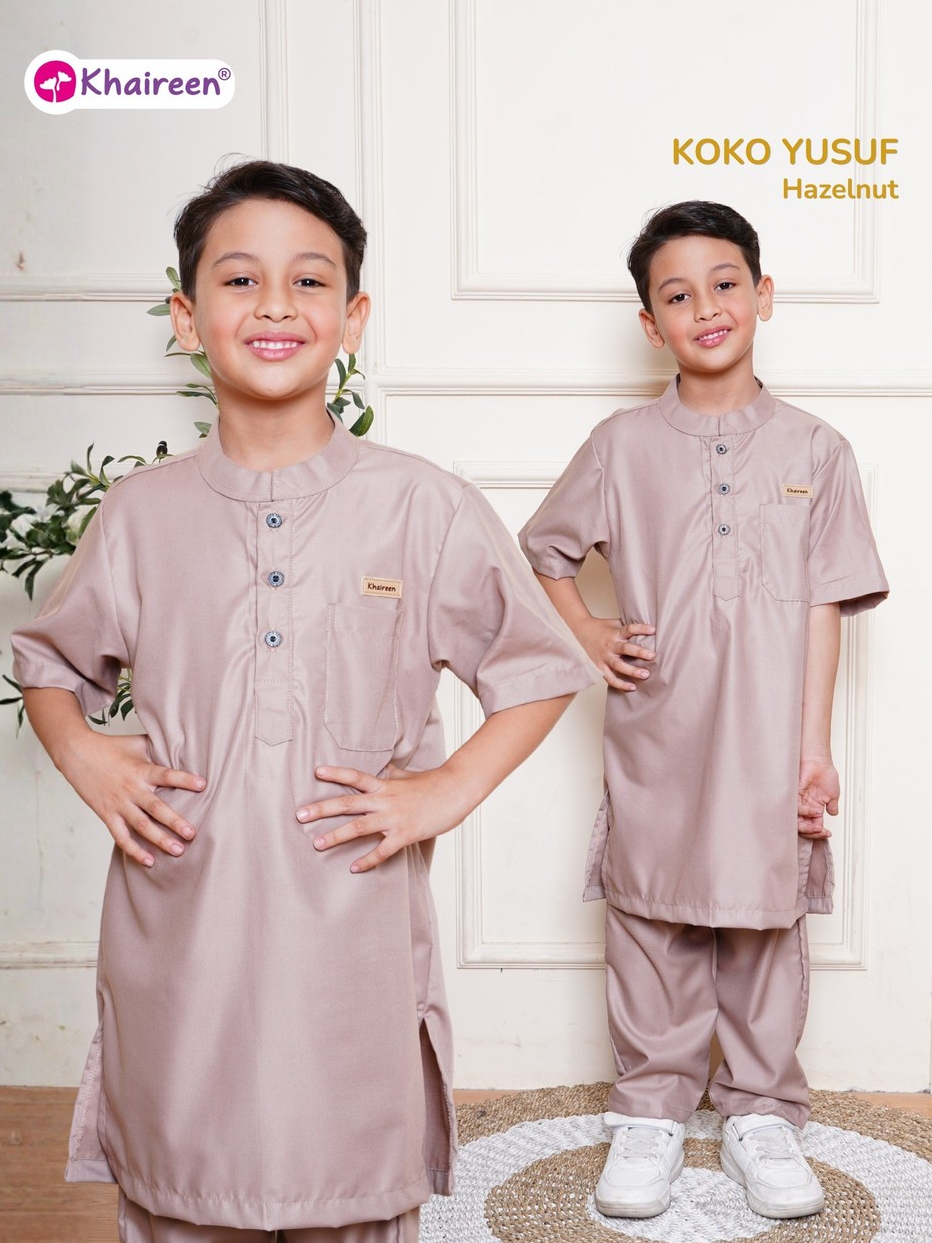KHAIREEN Koko Yusuf  (2-14 Tahun) Koko Anak Katun Baju Muslim Anak Laki Laki