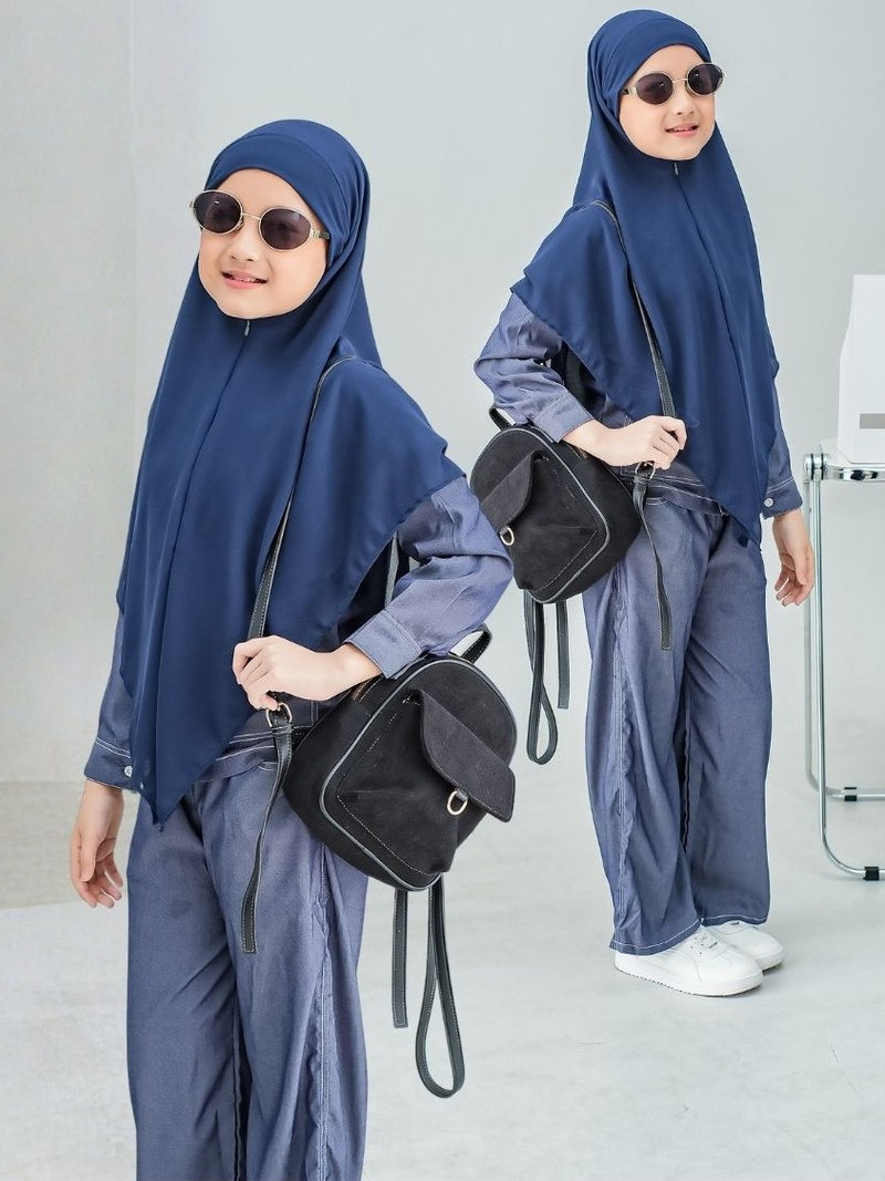 KHAIREEN Khiban Amaya (8-12 Tahun) Hijab Syari Anak Perempuan Khimar Bandana Instan Cerruti Premium Resleting Dagu Usia 8-14 tahun SD SMP
