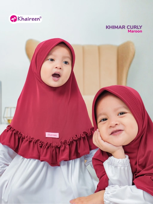 KHAIREEN Khimar Curly (0-10 Tahun) Hijab Anak Jilbab Balita Jilbab Anak Jersey Polos
