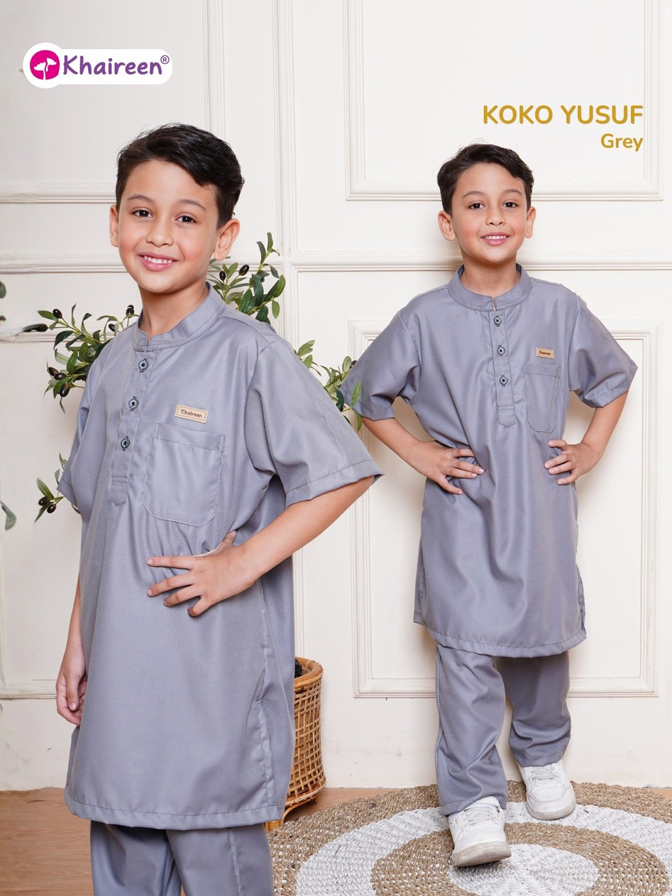 KHAIREEN Koko Yusuf  (2-14 Tahun) Koko Anak Katun Baju Muslim Anak Laki Laki