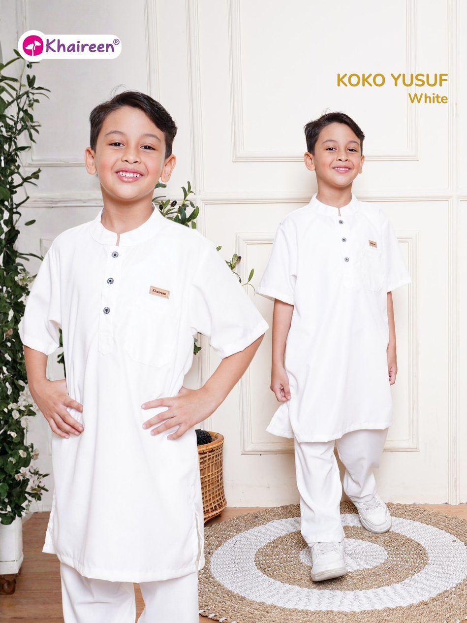 KHAIREEN Koko Yusuf  (2-14 Tahun) Koko Anak Katun Baju Muslim Anak Laki Laki