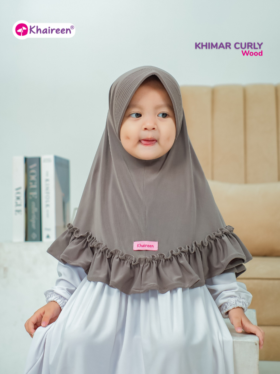 KHAIREEN Khimar Curly (0-10 Tahun) Hijab Anak Jilbab Balita Jilbab Anak Jersey Polos