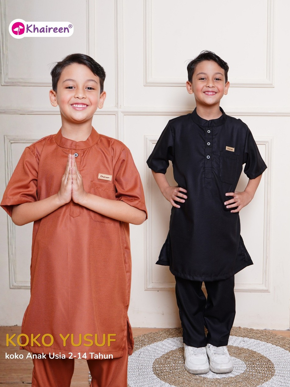 KHAIREEN Koko Yusuf  (2-14 Tahun) Koko Anak Katun Baju Muslim Anak Laki Laki