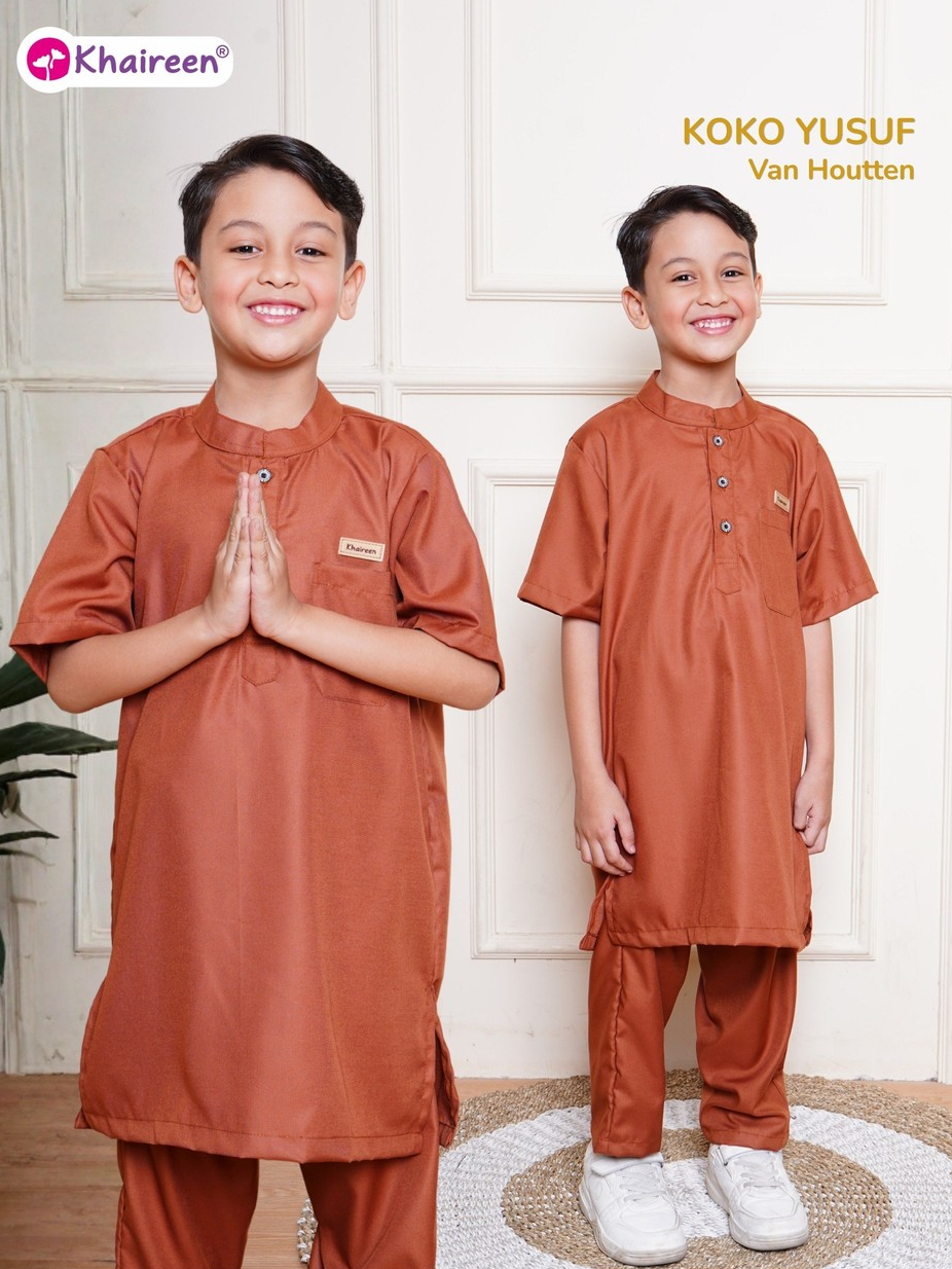 KHAIREEN Koko Yusuf  (2-14 Tahun) Koko Anak Katun Baju Muslim Anak Laki Laki
