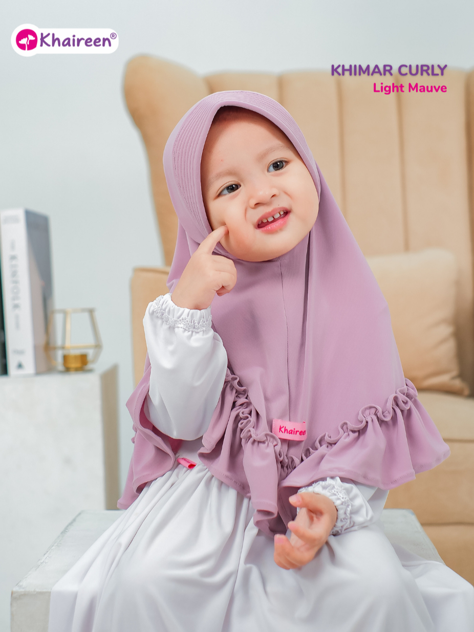 KHAIREEN Khimar Curly (0-10 Tahun) Hijab Anak Jilbab Balita Jilbab Anak Jersey Polos