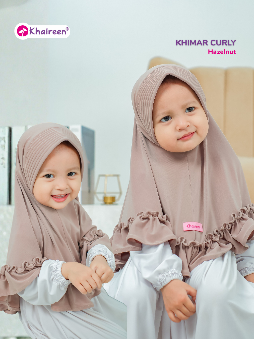 KHAIREEN Khimar Curly (0-10 Tahun) Hijab Anak Jilbab Balita Jilbab Anak Jersey Polos
