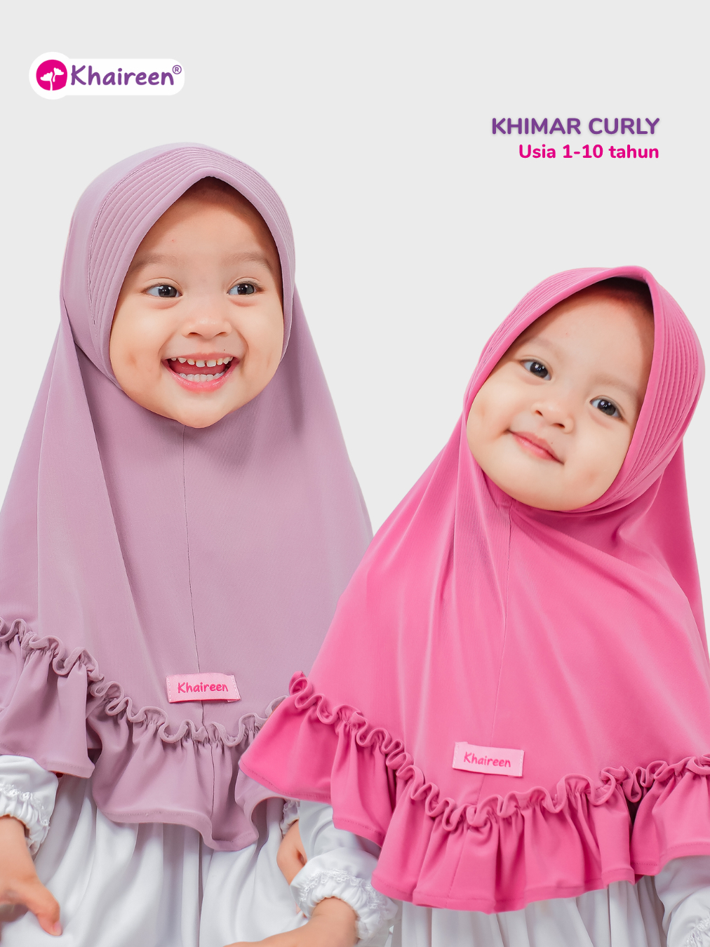 KHAIREEN Khimar Curly (0-10 Tahun) Hijab Anak Jilbab Balita Jilbab Anak Jersey Polos