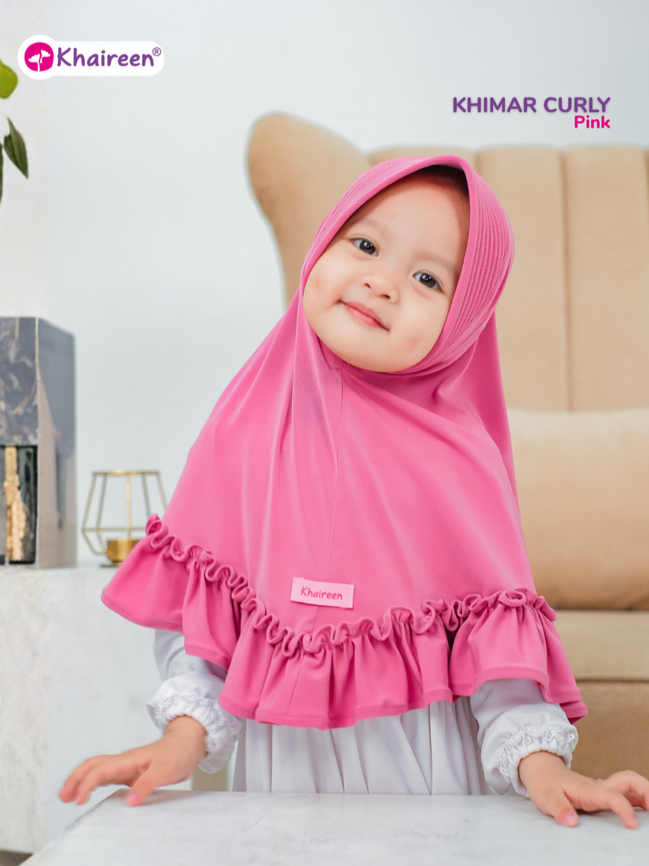 KHAIREEN Khimar Curly (0-10 Tahun) Hijab Anak Jilbab Balita Jilbab Anak Jersey Polos