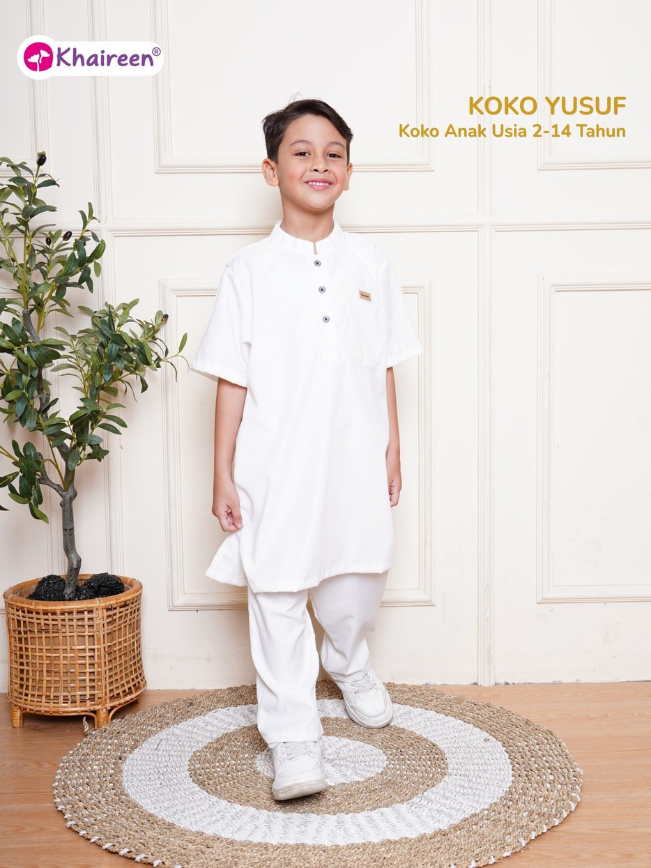 KHAIREEN Koko Yusuf  (2-14 Tahun) Koko Anak Katun Baju Muslim Anak Laki Laki