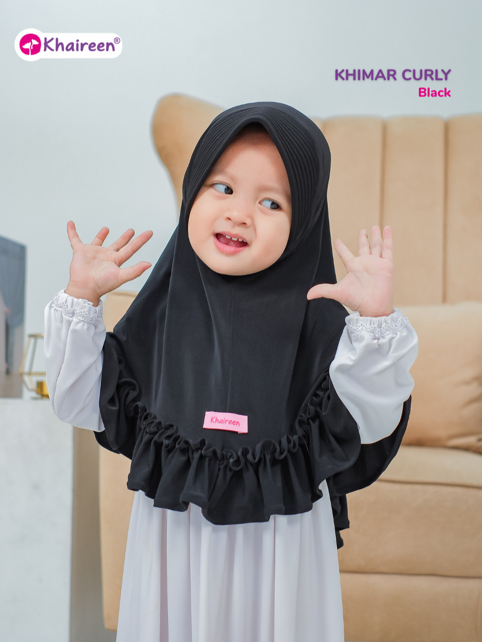 KHAIREEN Khimar Curly (0-10 Tahun) Hijab Anak Jilbab Balita Jilbab Anak Jersey Polos