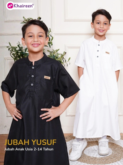 KHAIREEN Jubah Yusuf (2-14 tahun) Jubah Anak Laki-laki Busana Muslim Anak Katun