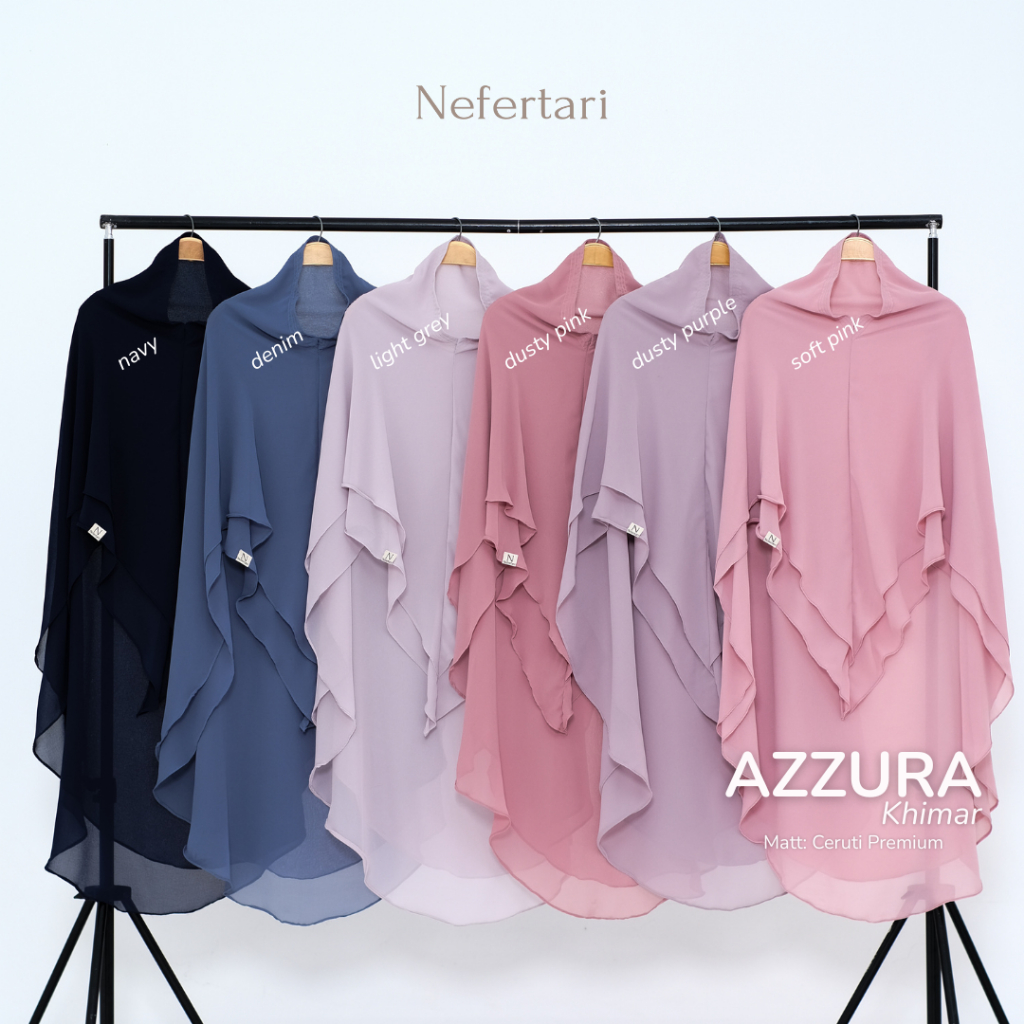 NEFERTARI Azzura Khimar Hijab Syar'i Ceruty Premium Adem Wanita Remaja Dewasa