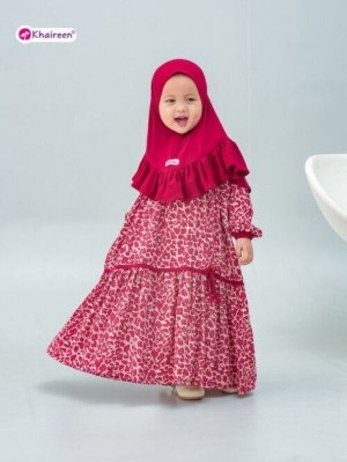 KHAIREEN Gamis Khairina (Etalase 1) Gamis Anak Set Hijab Rayon Motif Bayi Balita Baju Muslim Aqiqah 1 2 3 4 5 tahun