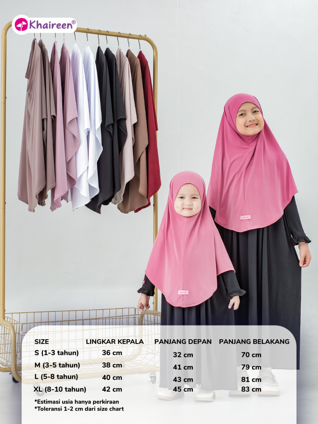 KHAIREEN Hijab Alea (1-10 tahun) Hijab Instan Syari Anak Bayi Balita1 2 3 4 5 6 7 tahun Jersey premium Adem Jilbab Khimar Anak Daily Harian Simple Syari Non Pad Lembut Baby Kids Friendly
