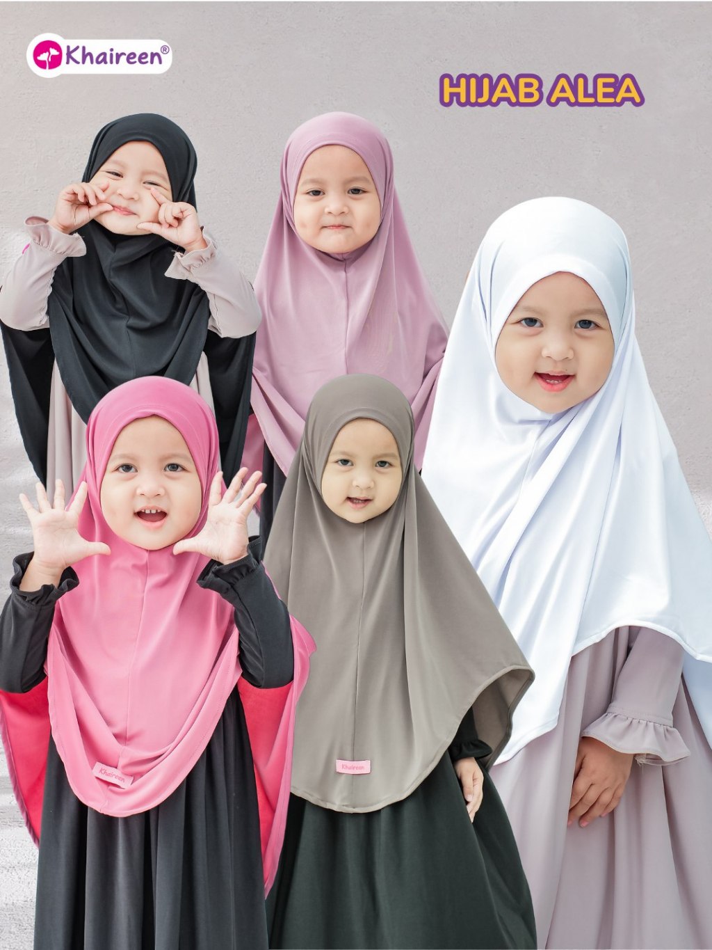 KHAIREEN Hijab Alea (1-10 tahun) Hijab Instan Syari Anak Bayi Balita1 2 3 4 5 6 7 tahun Jersey premium Adem Jilbab Khimar Anak Daily Harian Simple Syari Non Pad Lembut Baby Kids Friendly
