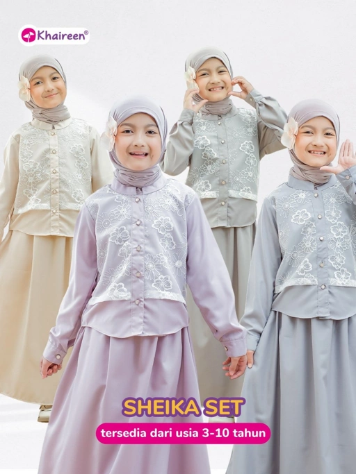 KHAIREEN Sheika Set Rok (3-10 Tahun) Setelan Rok Anak Perempuan One Set Rok Anak Perempuan