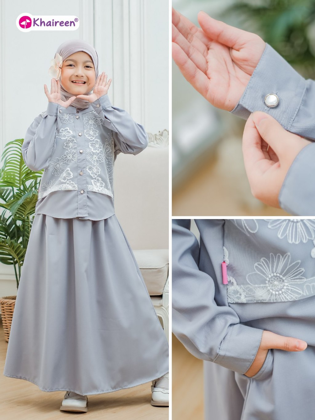 KHAIREEN Sheika Set Rok (3-10 Tahun) Setelan Rok Anak Perempuan One Set Rok Anak Perempuan