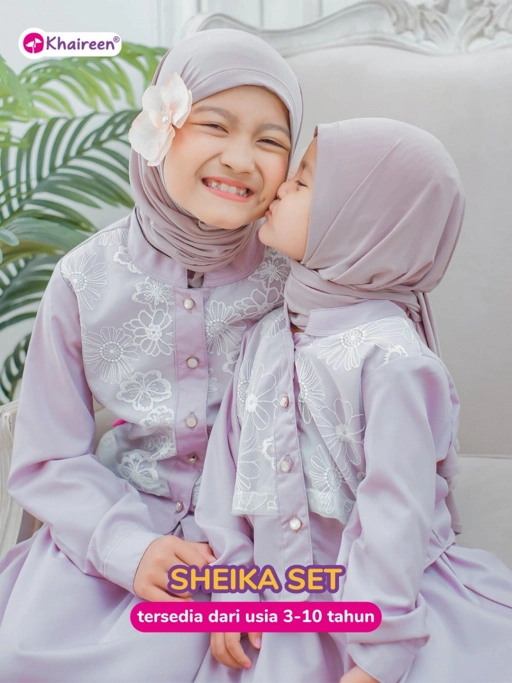 KHAIREEN Sheika Set Rok (3-10 Tahun) Setelan Rok Anak Perempuan One Set Rok Anak Perempuan