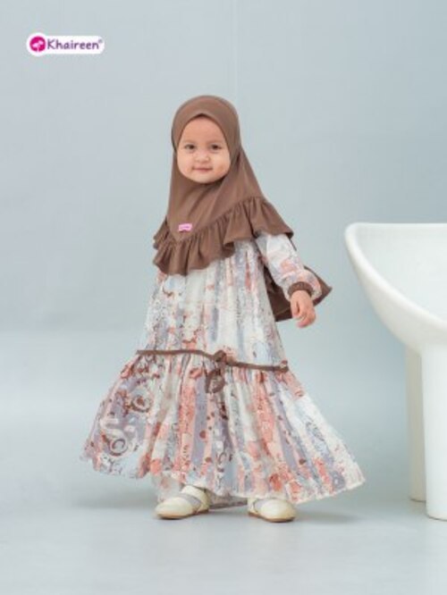 KHAIREEN Gamis Khairina (Etalase 1) Gamis Anak Set Hijab Rayon Motif Bayi Balita Baju Muslim Aqiqah 1 2 3 4 5 tahun