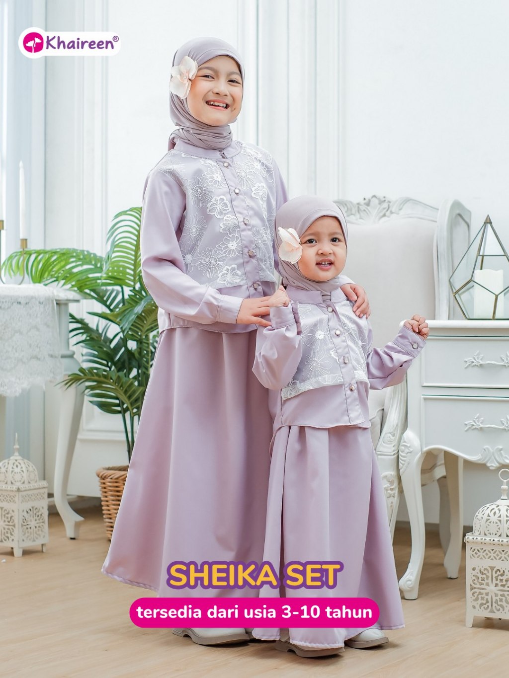 KHAIREEN Sheika Set Rok (3-10 Tahun) Setelan Rok Anak Perempuan One Set Rok Anak Perempuan