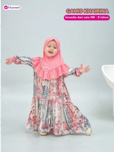 Image of KHAIREEN Gamis Khairina (Etalase 1) Gamis Anak Set Hijab Rayon Motif Bayi Balita Baju Muslim Aqiqah 1 2 3 4 5 tahun