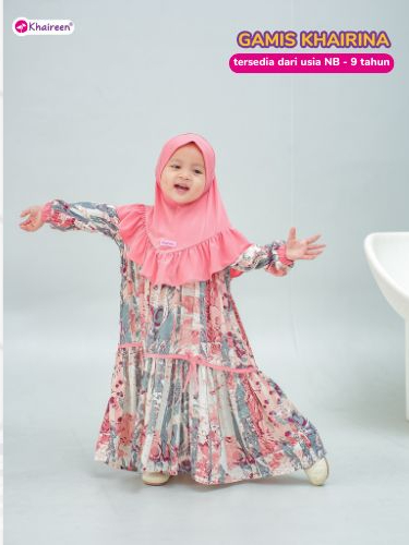 KHAIREEN Gamis Khairina (Etalase 1) Gamis Anak Set Hijab Rayon Motif Bayi Balita Baju Muslim Aqiqah 1 2 3 4 5 tahun