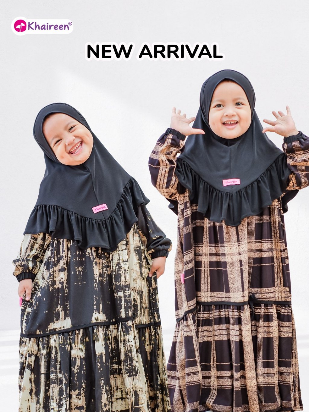 KHAIREEN Gamis Khairina (Etalase 1) Gamis Anak Set Hijab Rayon Motif Bayi Balita Baju Muslim Aqiqah 1 2 3 4 5 tahun
