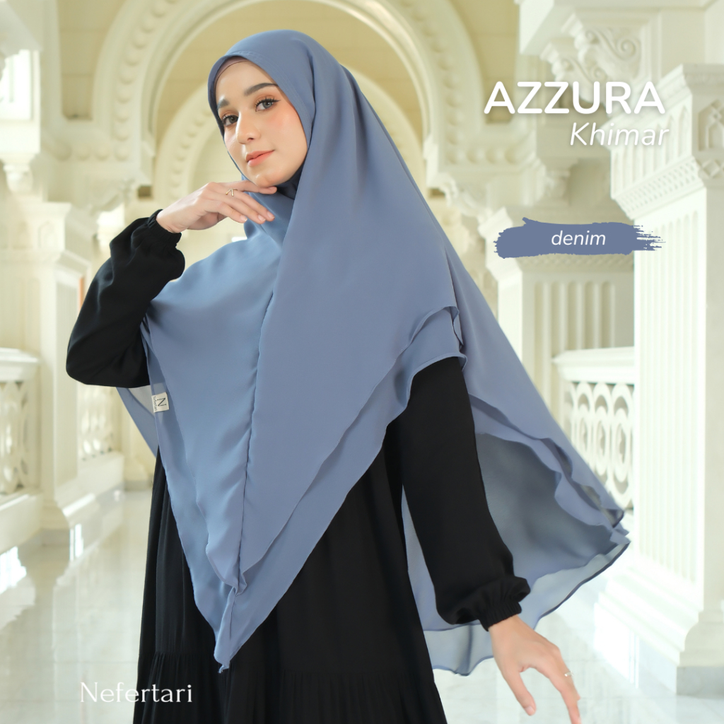 NEFERTARI Azzura Khimar Hijab Syar'i Ceruty Premium Adem Wanita Remaja Dewasa