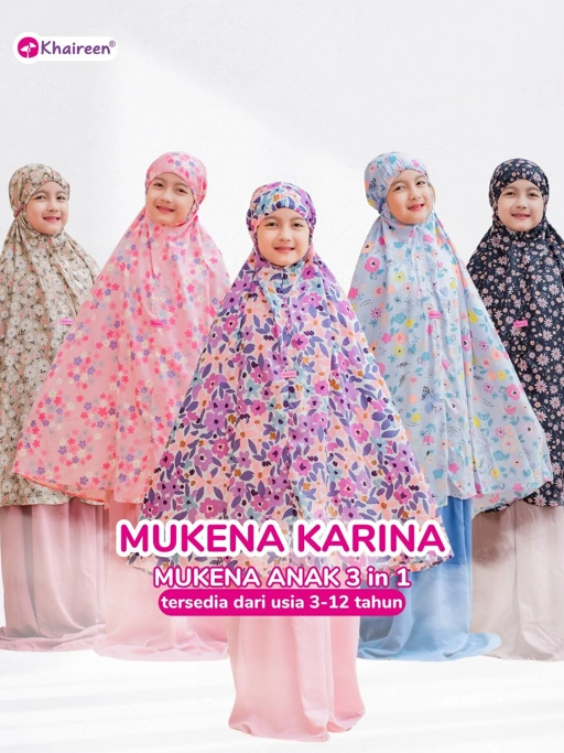 Image of KHAIREEN Mukena Karina (3-12 Tahun) Mukena Anak Motif Katun Rayon Premium Adem Mukena TK SD SMP