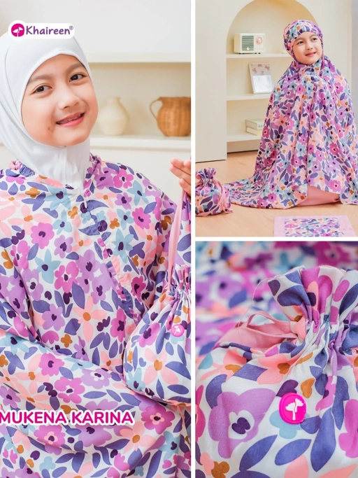 Image of KHAIREEN Mukena Karina (3-12 Tahun) Mukena Anak Motif Katun Rayon Premium Adem Mukena TK SD SMP