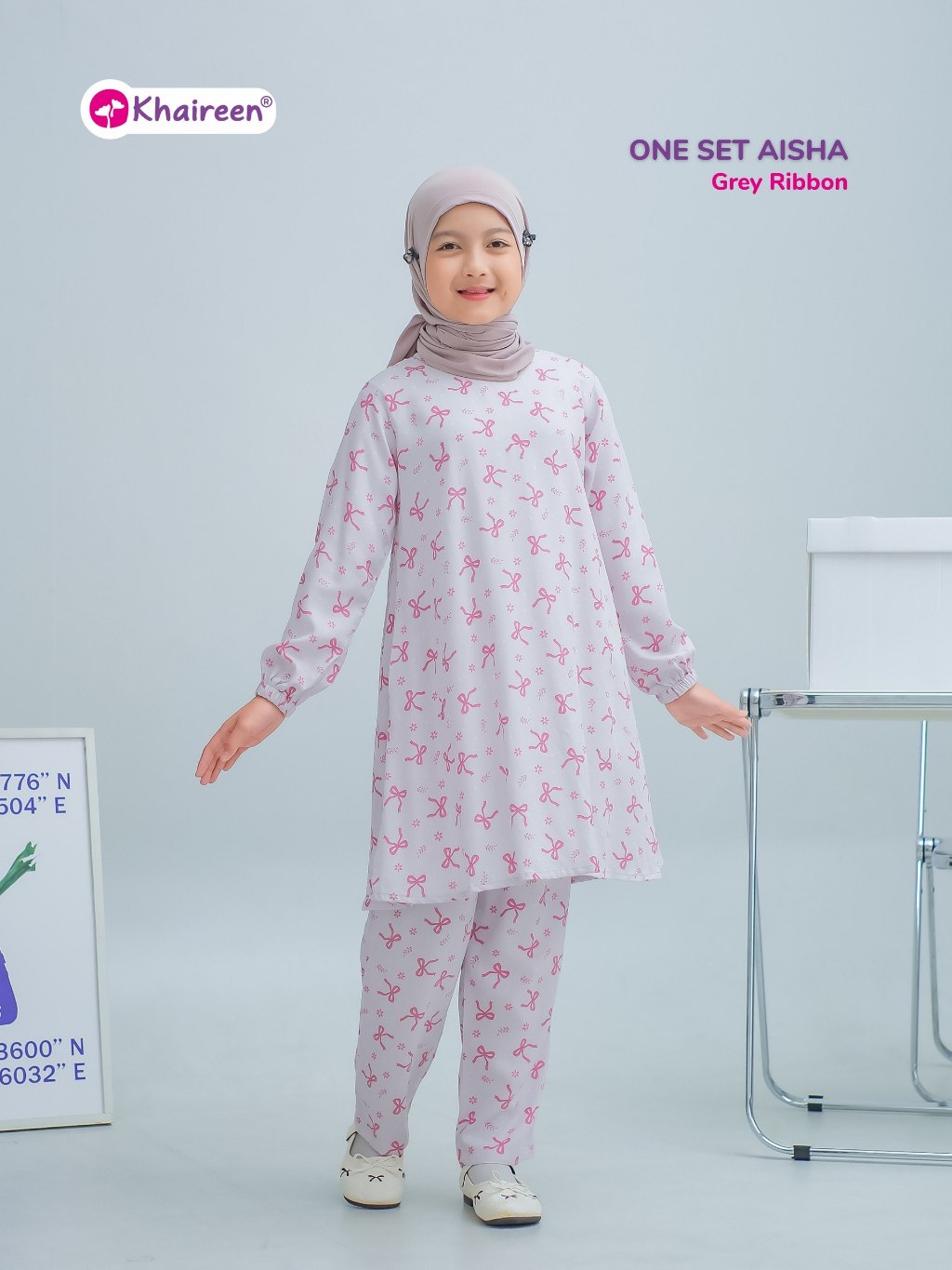 KHAIREEN One Set Aisha (3-12 Tahun) Setelan Santai Anak Perempuan Katun Rayon Adem
